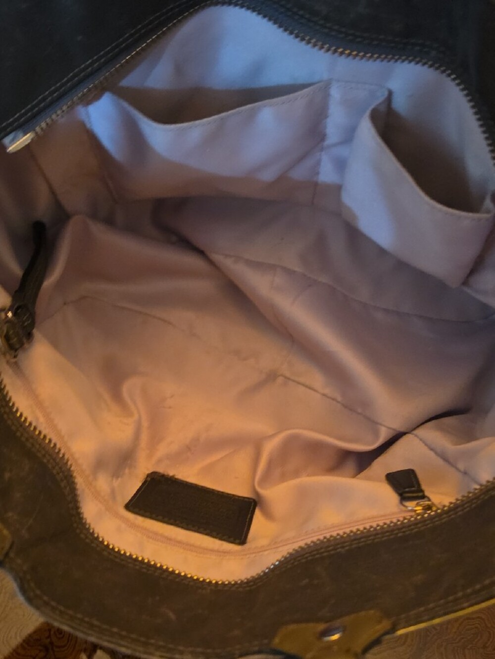 Coach MIA Patchwork Circle Leather Tote in Olive and Black - Picture 9 of 14